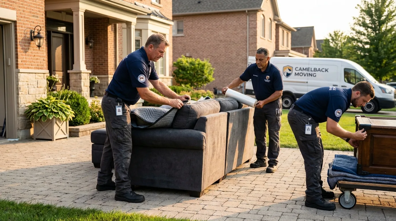Large estate moving crew wrapping furniture in Marshfield, WI